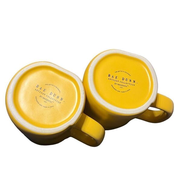 Rae Dunn Hay Rides Yellow Coffee Mug Set of Two - Picture 4 of 4